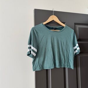 Forever 21 Green Crop Top with White Stripes